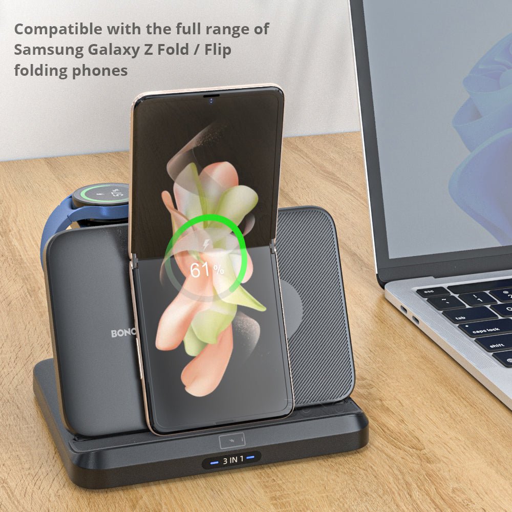 Bonola 3 - in - 1 Foldable Wireless Charging Station - The Lovely Spot