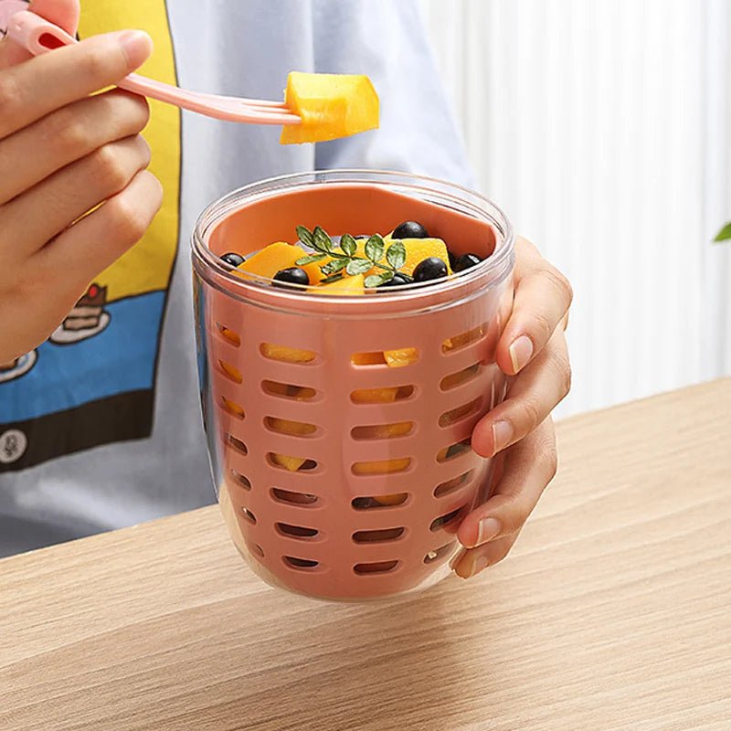 Drippable Fruit Cup with Fork – Portable Snack Container - The Lovely Spot