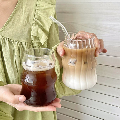 Glass Stripes Vintage Coffee Mug | Retro - Inspired Transparent Cup - The Lovely Spot