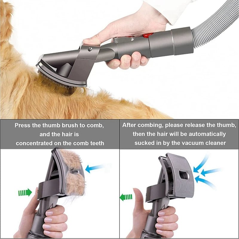 Pet Groom Vacuum Attachment for Dyson | Self - Cleaning Grooming Tool - The Lovely Spot