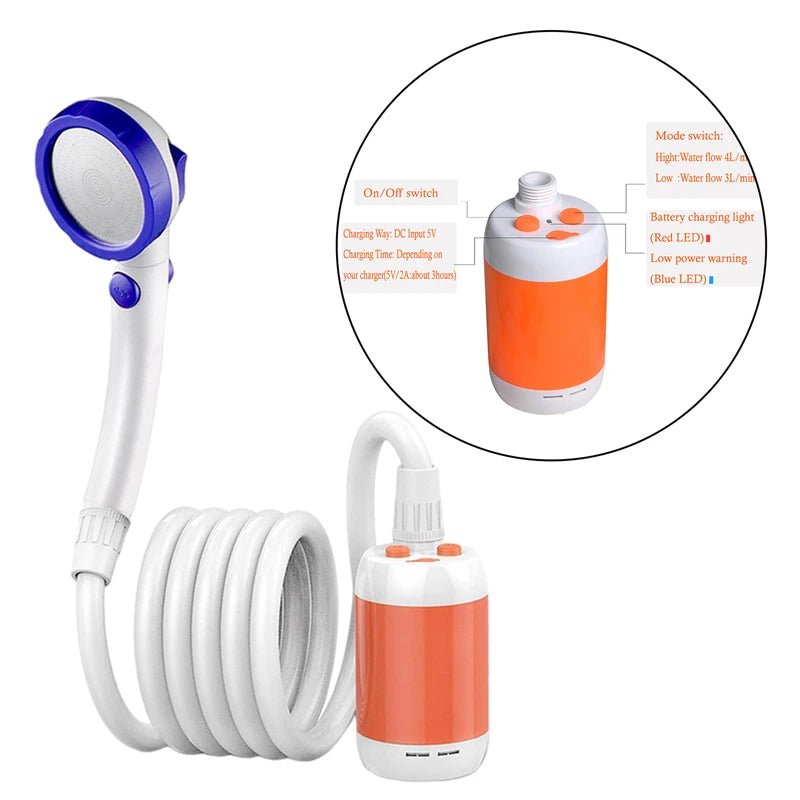 Portable Camping Shower – USB Charging, Outdoor Travel Shower - The Lovely Spot